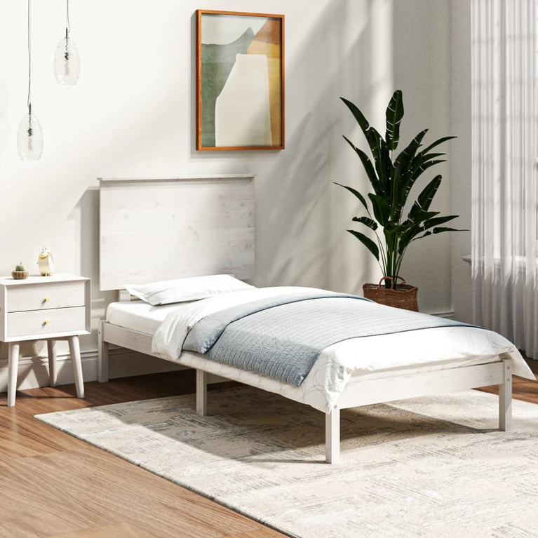 Bedframe massief hout wit 90x190 cm 3FT Single