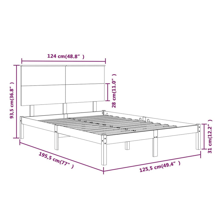 Bedframe massief hout 120x190 cm Small Double