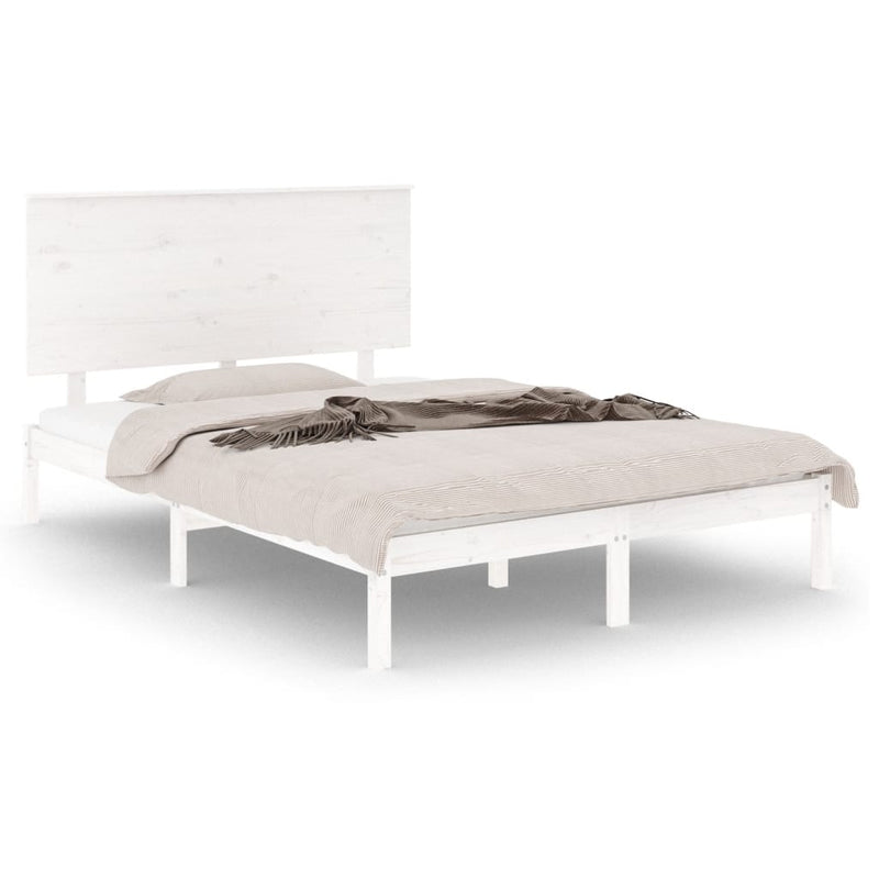 Bedframe massief hout wit 135x190 cm 4FT6 Double