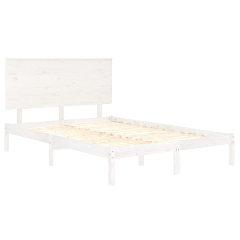 Bedframe massief hout wit 135x190 cm 4FT6 Double