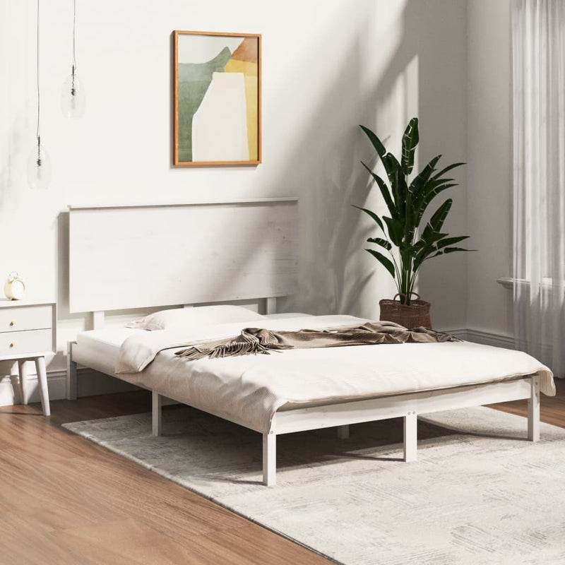 Bedframe massief hout wit 135x190 cm 4FT6 Double