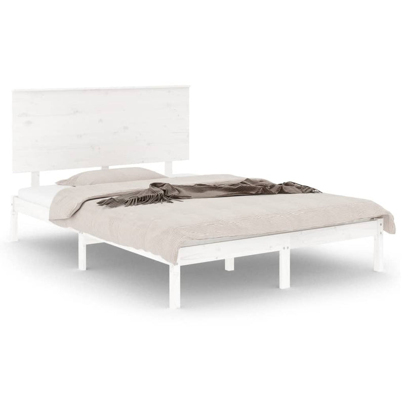 Bedframe massief grenenhout wit 140x200 cm
