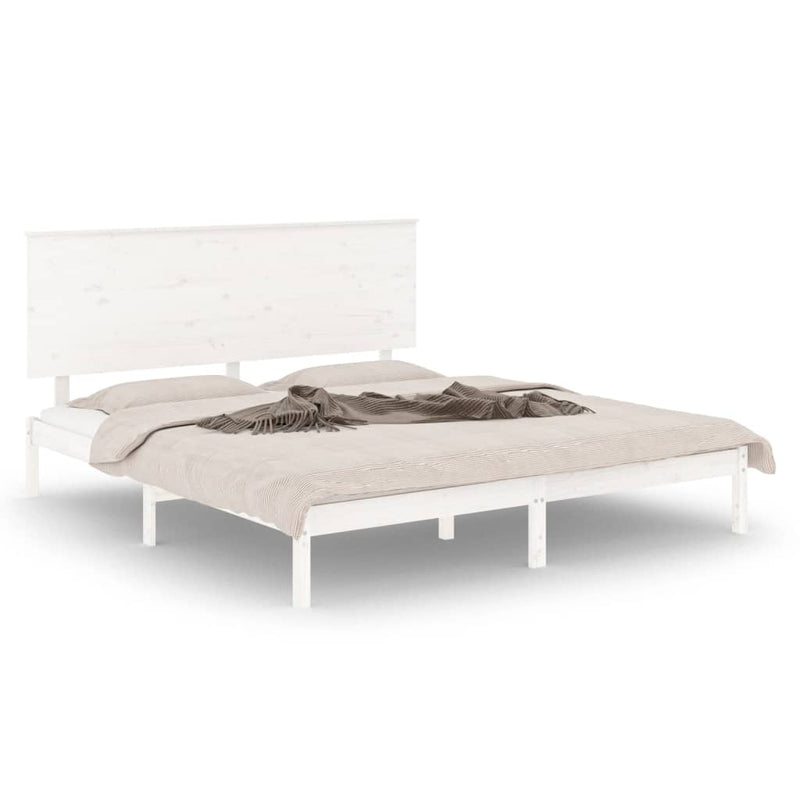 Bedframe massief hout wit 150x200 cm 5FT King Size