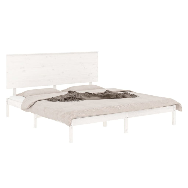 Bedframe massief hout wit 150x200 cm 5FT King Size