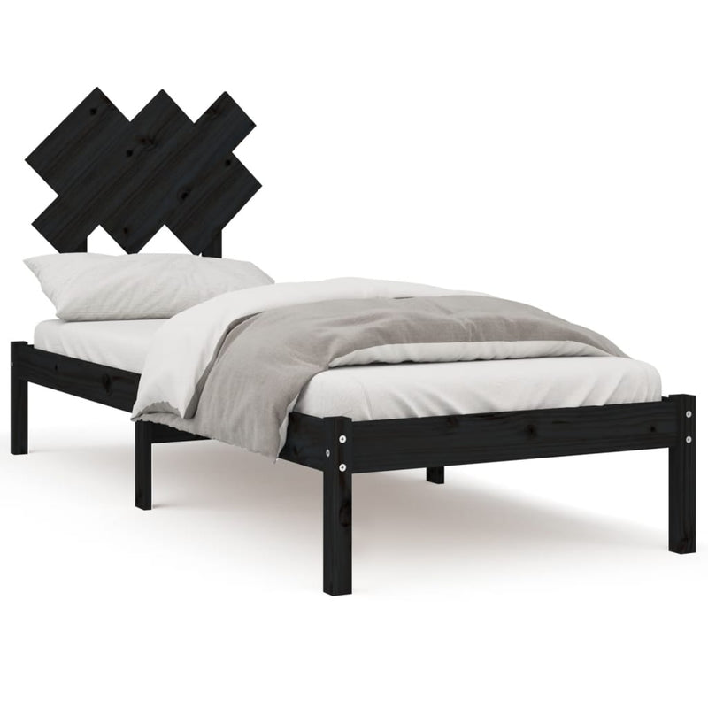 Bedframe massief hout zwart 75x190 cm 2FT6 Small Single