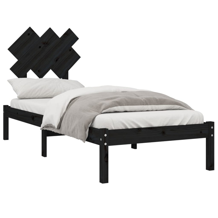 Bedframe massief hout zwart 75x190 cm 2FT6 Small Single
