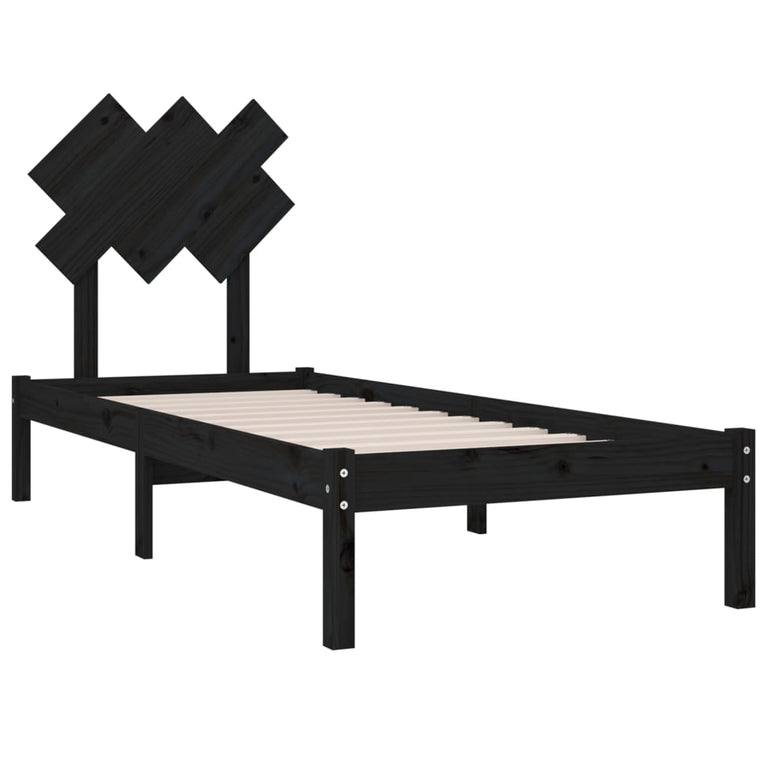 Bedframe massief hout zwart 75x190 cm 2FT6 Small Single