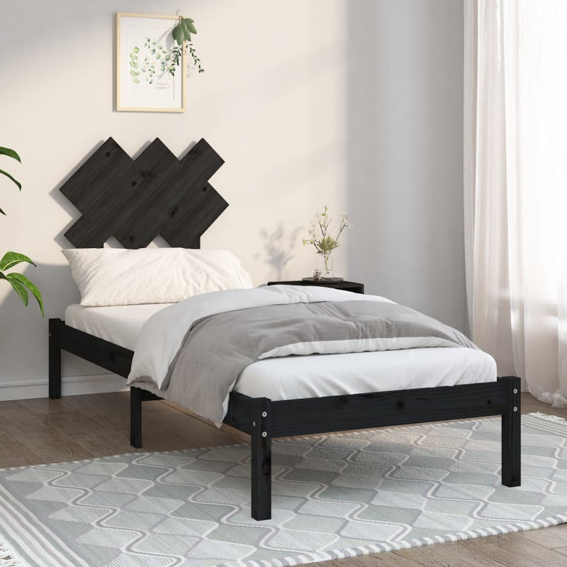 Bedframe massief hout zwart 75x190 cm 2FT6 Small Single