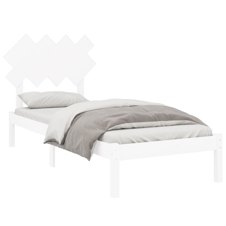 Bedframe massief hout wit 90x190 cm 3FT Single