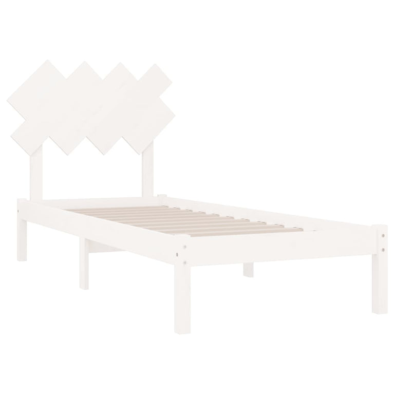 Bedframe massief hout wit 90x190 cm 3FT Single