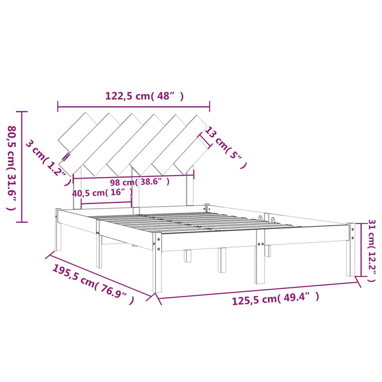 Bedframe massief hout wit 120x190 cm 4FT Small Double