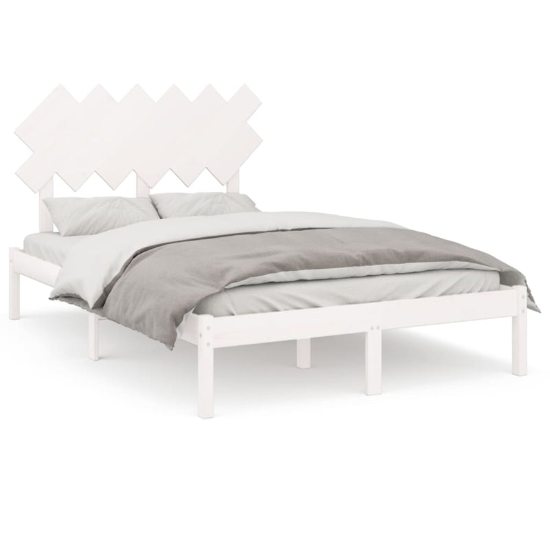 Bedframe massief hout wit 120x200 cm
