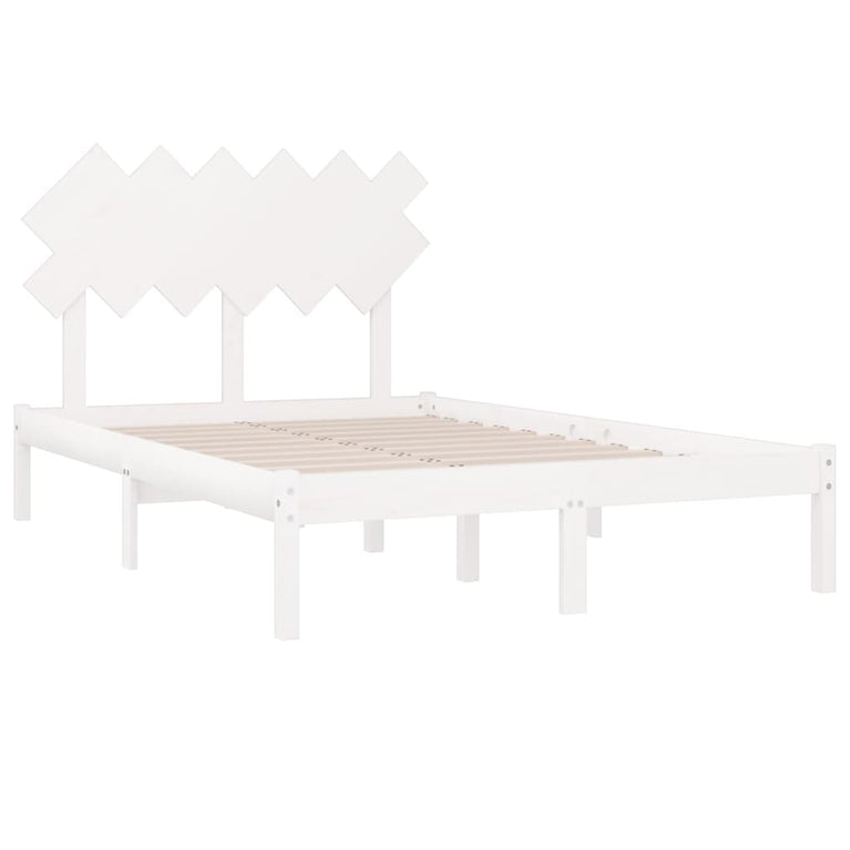 Bedframe massief hout wit 120x200 cm