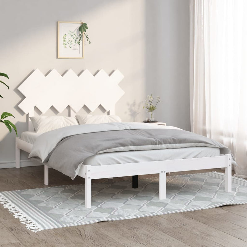 Bedframe massief hout wit 120x200 cm