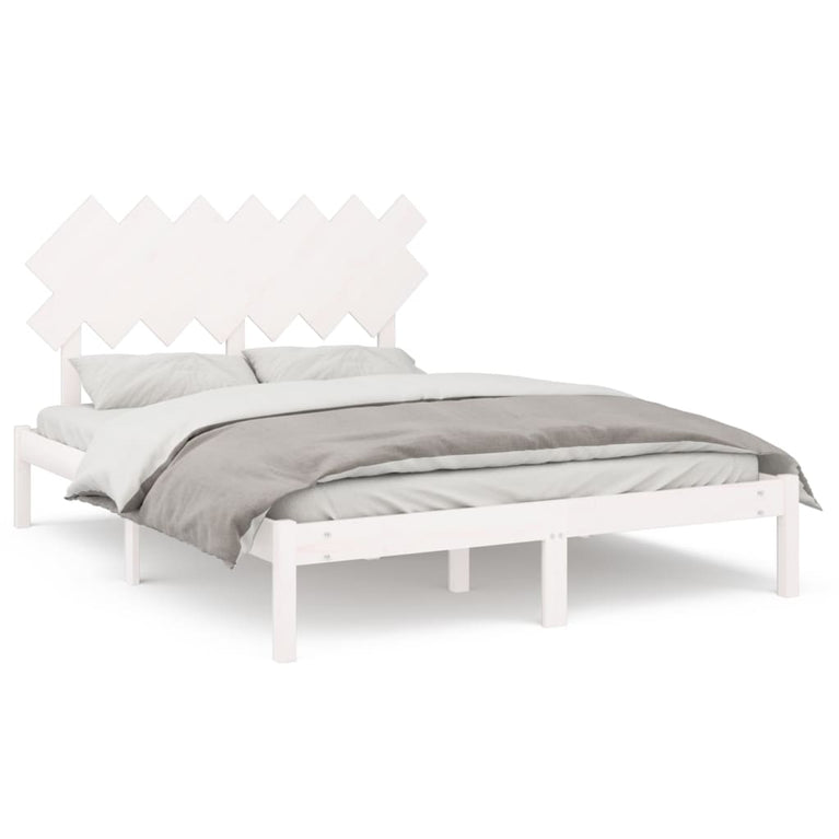 Bedframe massief hout wit 140x200 cm