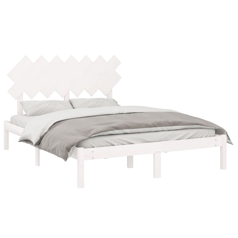 Bedframe massief hout wit 140x200 cm
