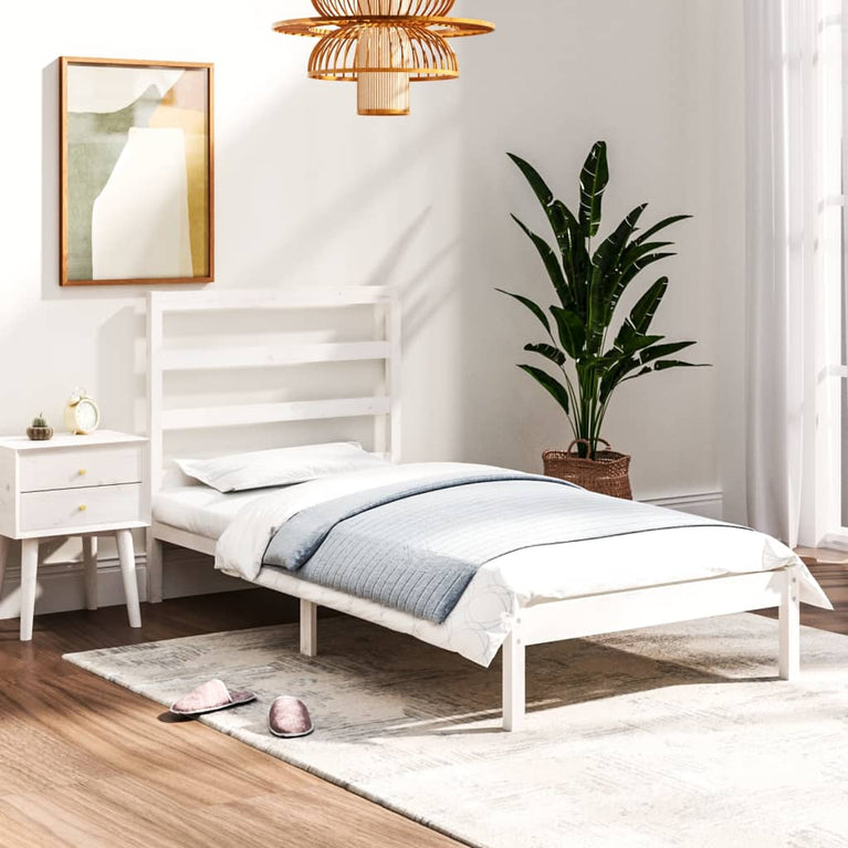 Bedframe massief hout wit 75x190 cm 2FT6 Small Single