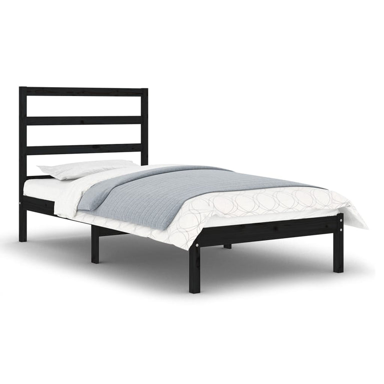 Bedframe massief hout zwart 75x190 cm 2FT6 Small Single