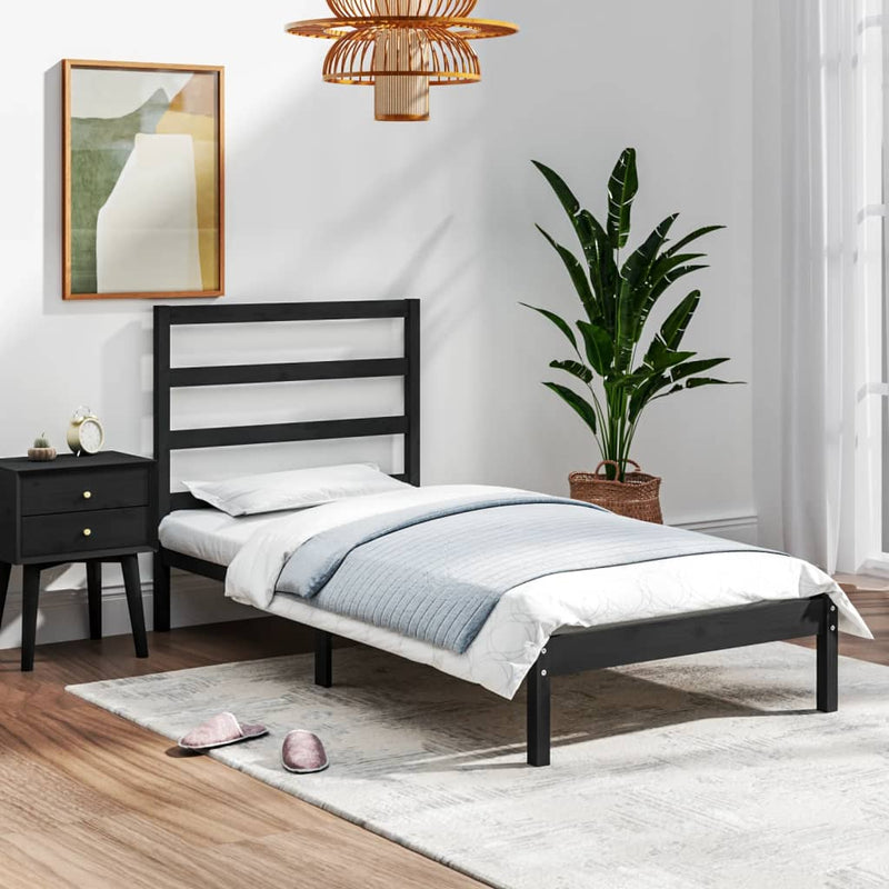 Bedframe massief hout zwart 75x190 cm 2FT6 Small Single