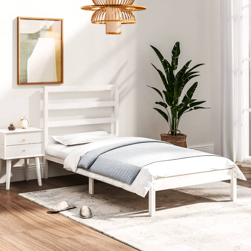 Bedframe massief hout wit 90x190 cm 3FT Single