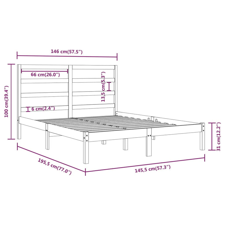 Bedframe massief grenenhout 140x190 cm