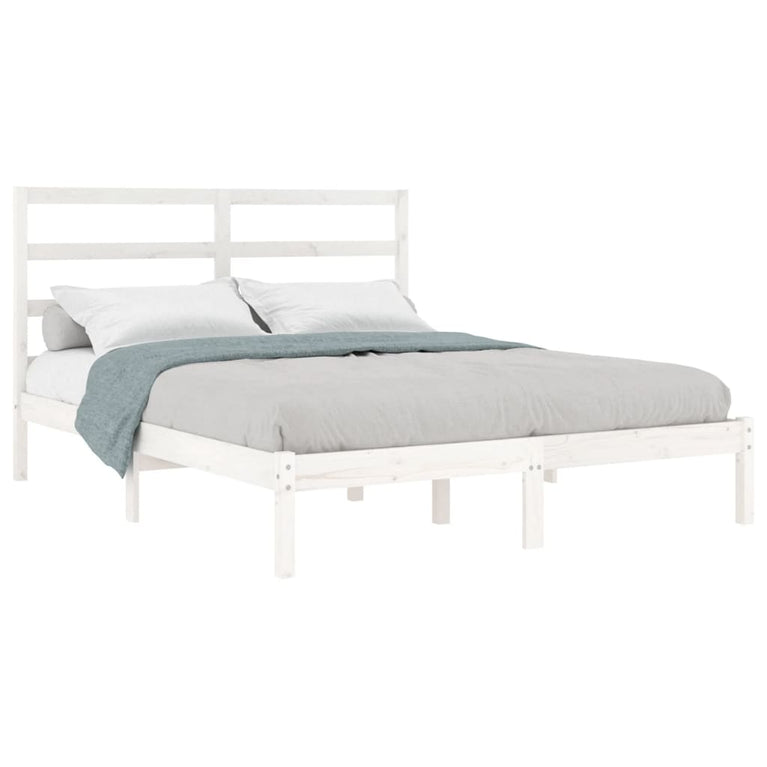Bedframe massief grenenhout wit 140x190 cm
