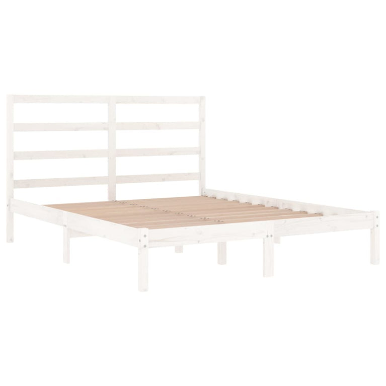 Bedframe massief grenenhout wit 140x190 cm