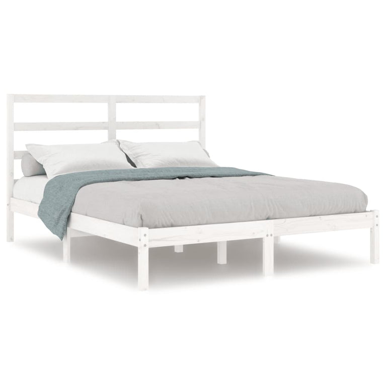 Bedframe massief grenenhout wit 120x200 cm