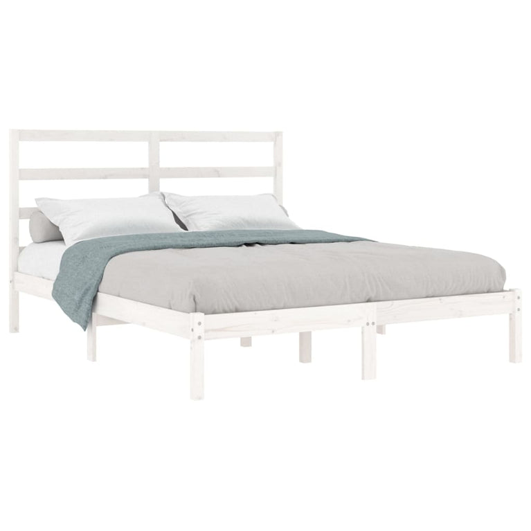 Bedframe massief grenenhout wit 140x200 cm