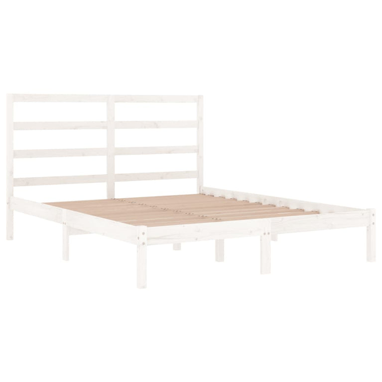 Bedframe massief grenenhout wit 140x200 cm