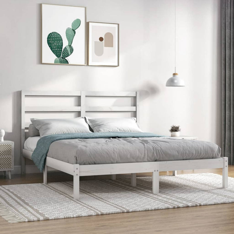 Bedframe massief grenenhout wit 140x200 cm