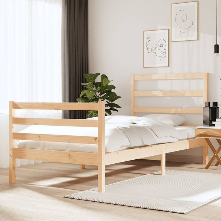 Bedframe massief grenenhout zwart 75x190 cm Small Single
