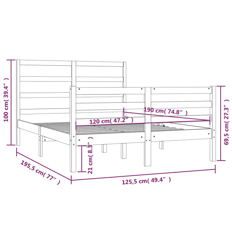 Bedframe massief grenenhout wit 120x190 cm 4FT Small Double