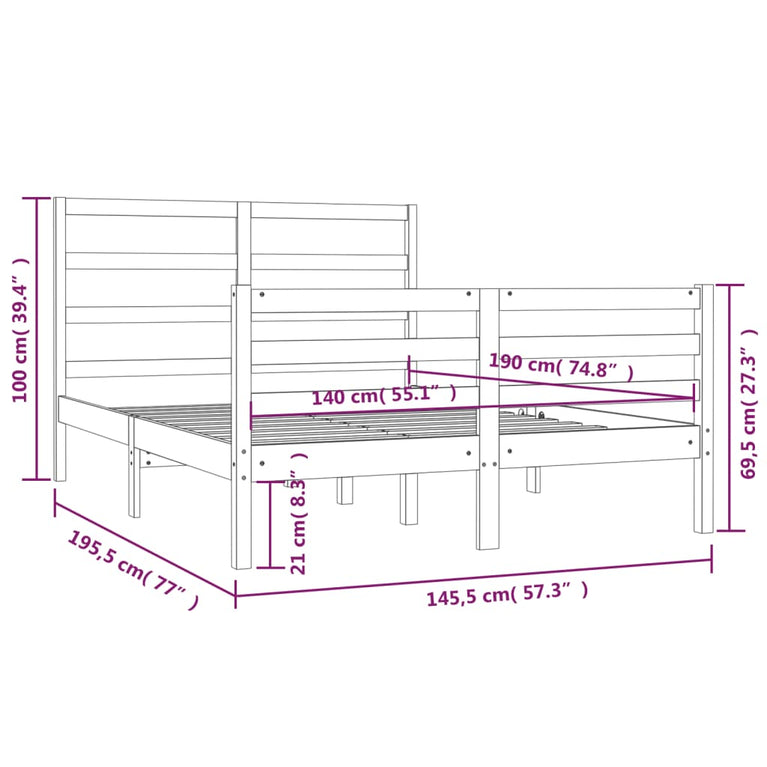 Bedframe massief grenenhout 140x190 cm