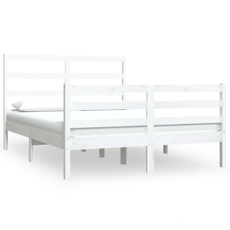Bedframe massief grenenhout wit 140x190 cm