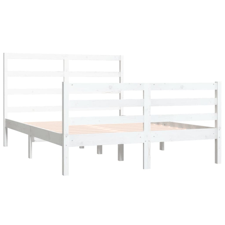Bedframe massief grenenhout wit 140x190 cm