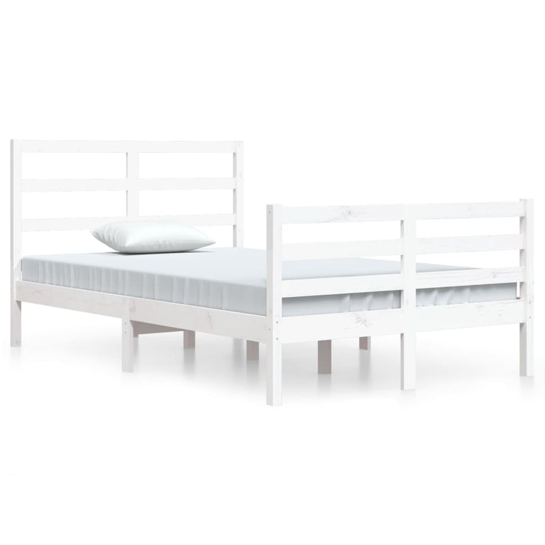 Bedframe massief grenenhout wit 120x200 cm