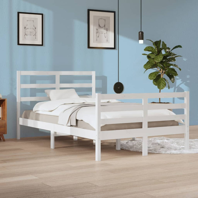 Bedframe massief grenenhout wit 120x200 cm