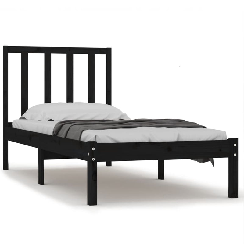 Bedframe massief grenenhout zwart 75x190 cm 2FT6 Small Single