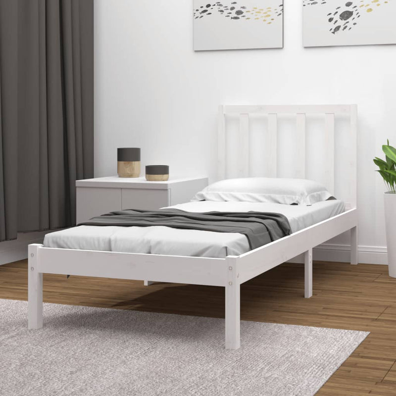 Bedframe massief grenenhout wit 90x190 cm 3FT Single