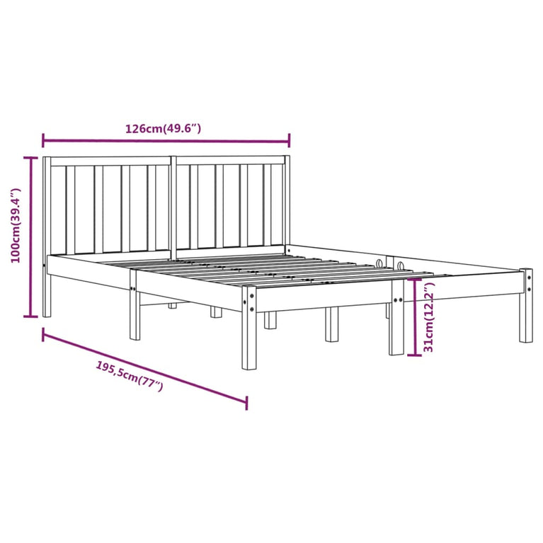 Bedframe massief grenenhout 120x190 cm Small Double