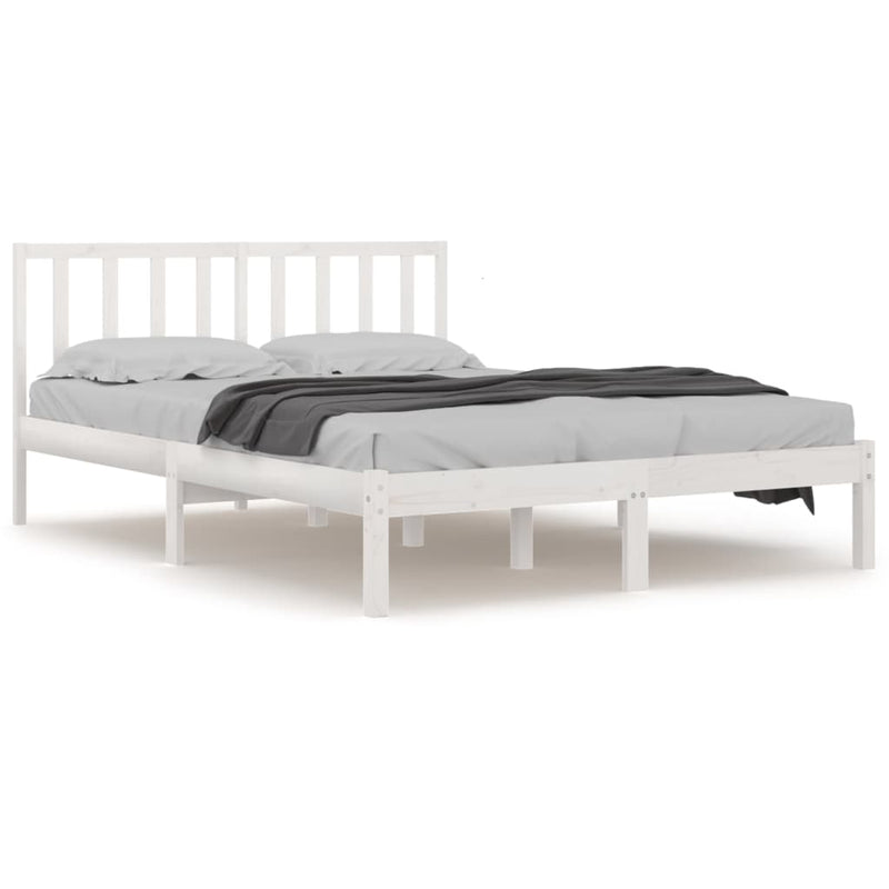 Bedframe massief grenenhout wit 140x190 cm
