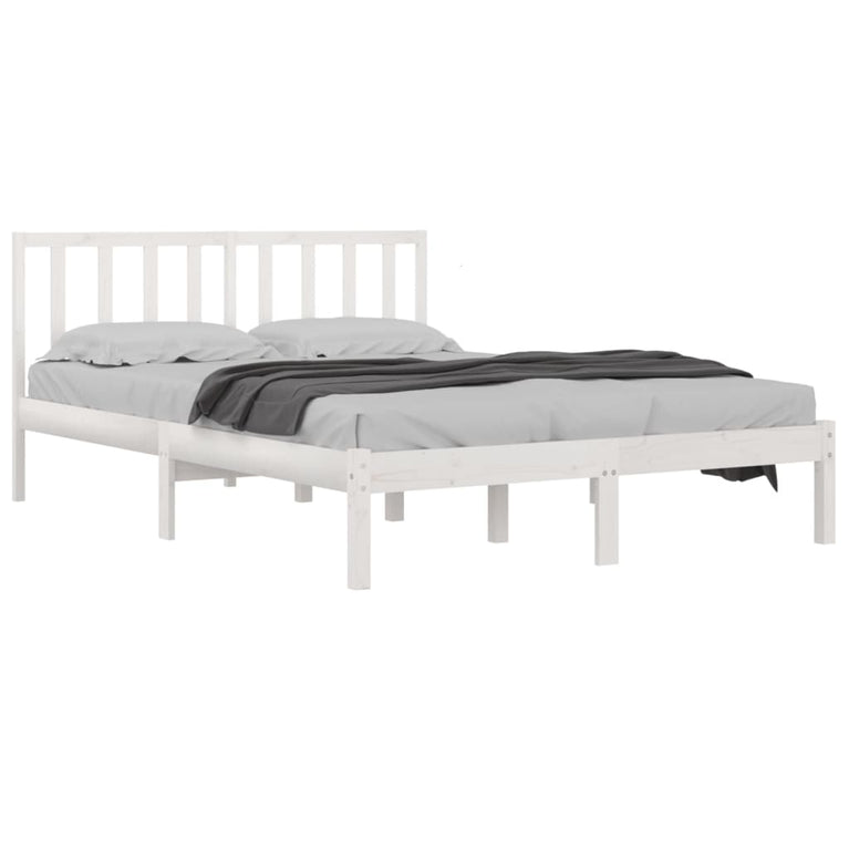 Bedframe massief grenenhout wit 140x190 cm