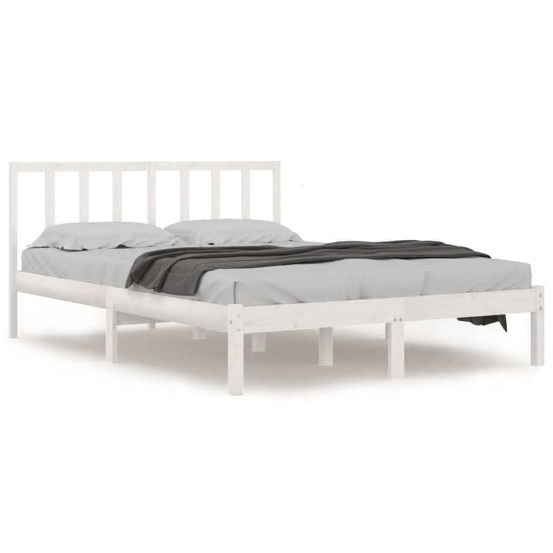 Bedframe massief grenenhout wit 120x200 cm