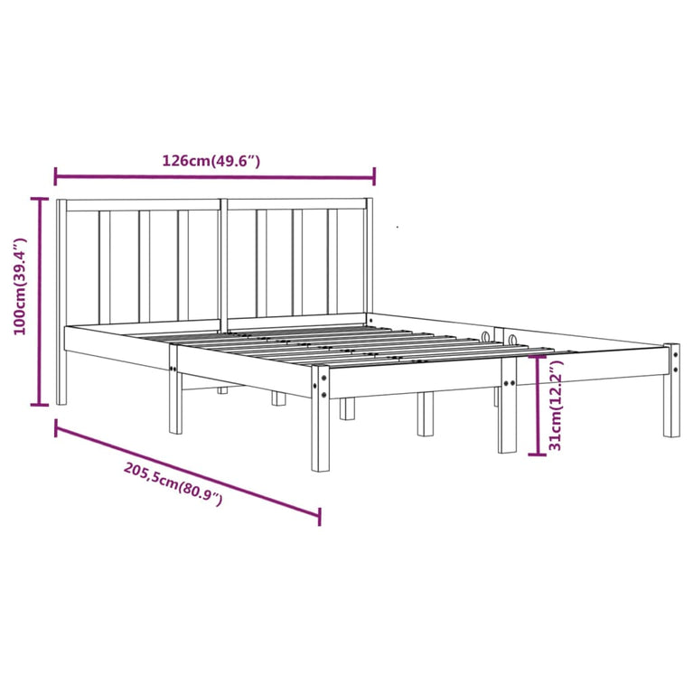 Bedframe massief grenenhout wit 120x200 cm