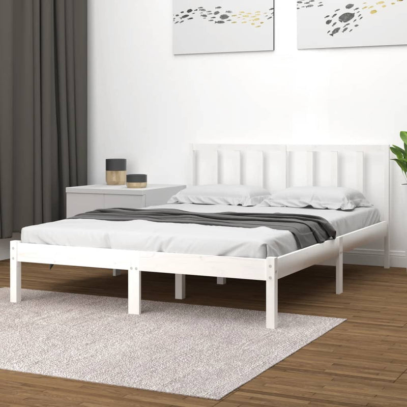 Bedframe massief grenenhout wit 120x200 cm