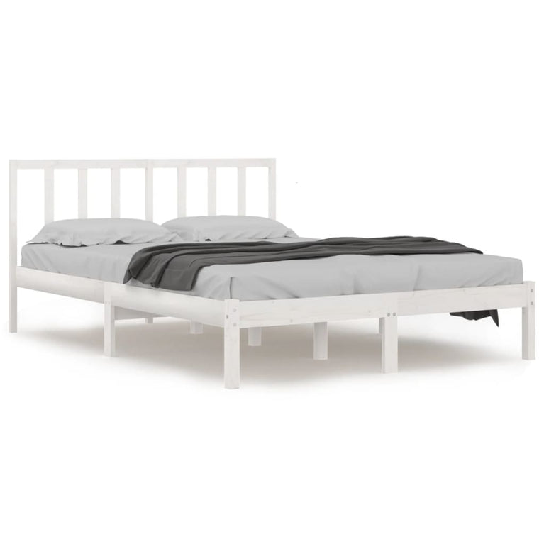 Bedframe massief grenenhout wit 140x200 cm