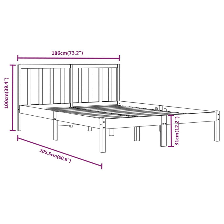 Bedframe massief grenenhout 180x200 cm Super King Size