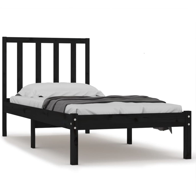 Bedframe massief grenenhout zwart 90x190 cm 3FT Single