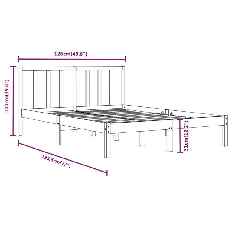 Bedframe massief grenenhout wit 120x190 cm 4FT Small Double